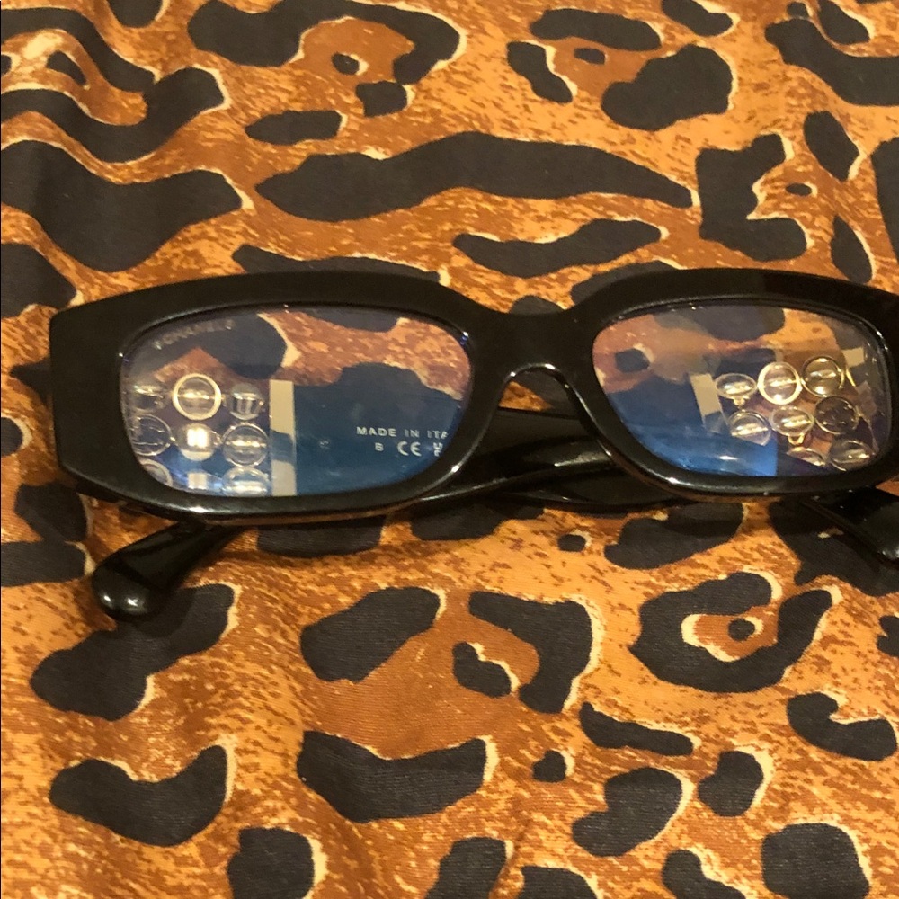 Black Chanel Rectangular Sunglasses - image 1